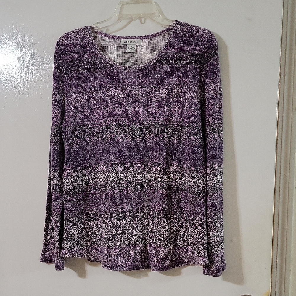Liz Claiborne Purple Patterned Women's Top